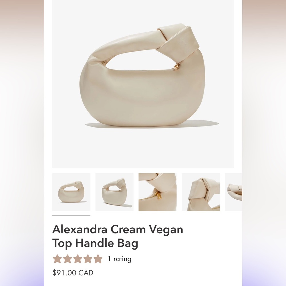 Alexandra Cream Vegan Top Handle Bag from FabFitFun Box